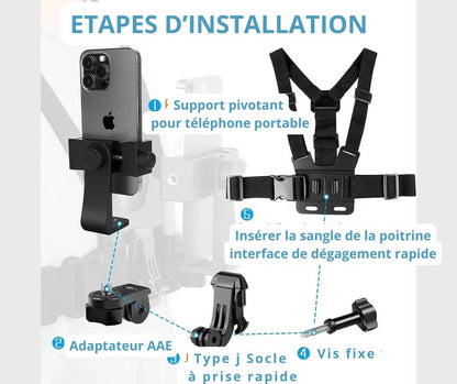 𝐕𝐢𝐬𝐢𝐨𝐧𝐂𝐡𝐞𝐬𝐭™/ Harnais pour téléphone et caméra potable à la poitrine